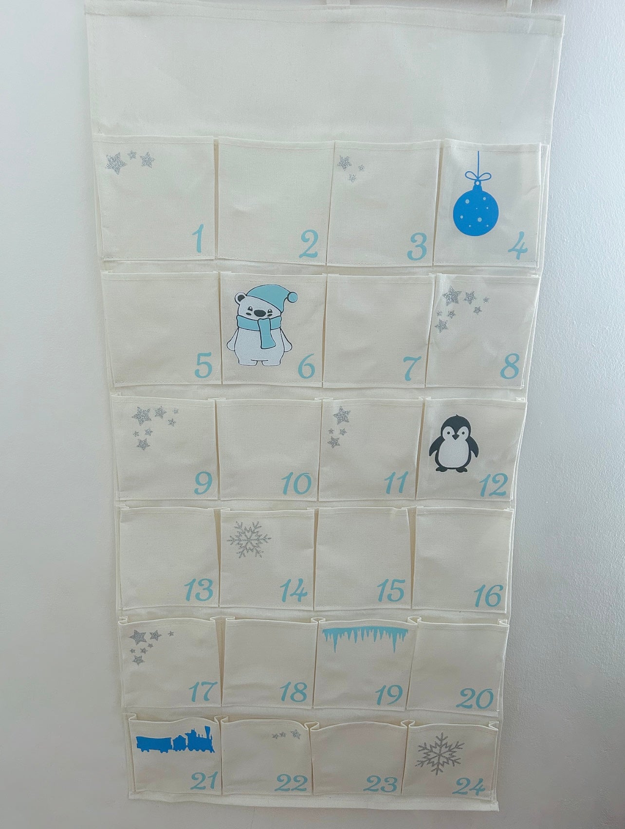 Silver and Blue Countdown to Christmas Calendar