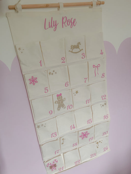 Pink and Gold Countdown to Christmas Calendar