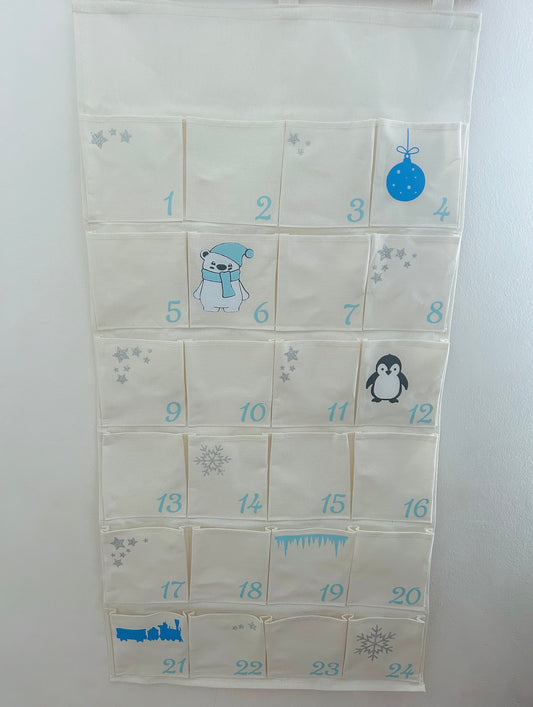 Silver and Blue Countdown to Christmas Calendar