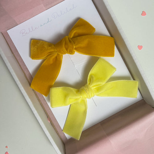 Velvet bows - Yellow Set